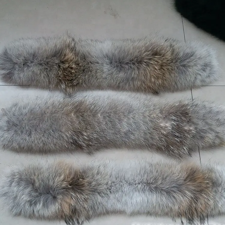 Natural Color Real Coyote Fur Collar Trimming Fur Hood Strips For Jacket Coat