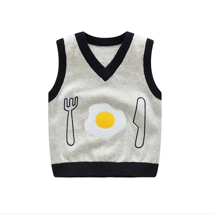fashion winter cotton embroidery baby knitting vest