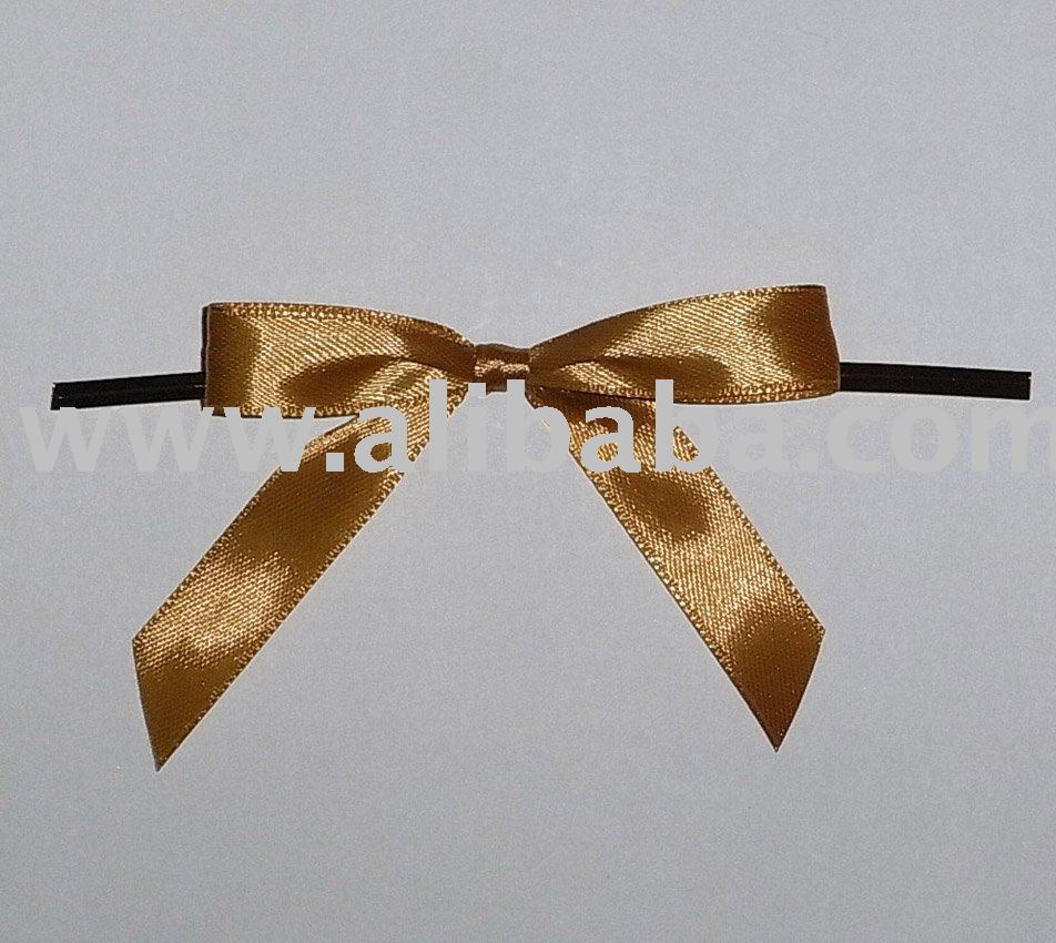 Twist tie bow, satin ribbon bow, pre-tied bow, pre made bow, hand tied bow, gift ribbon bow