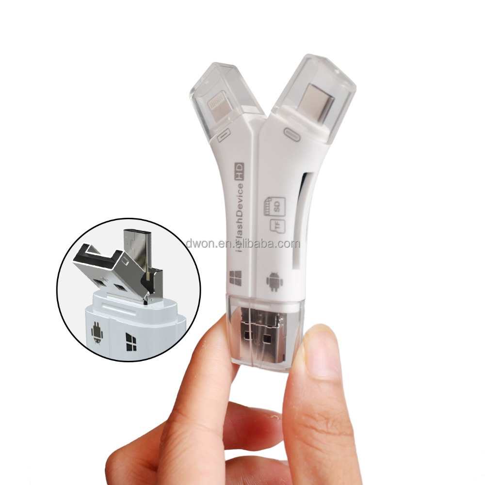 4 в 1 Micro USB Type C OTG TF кардридер для iPhone Android Type c