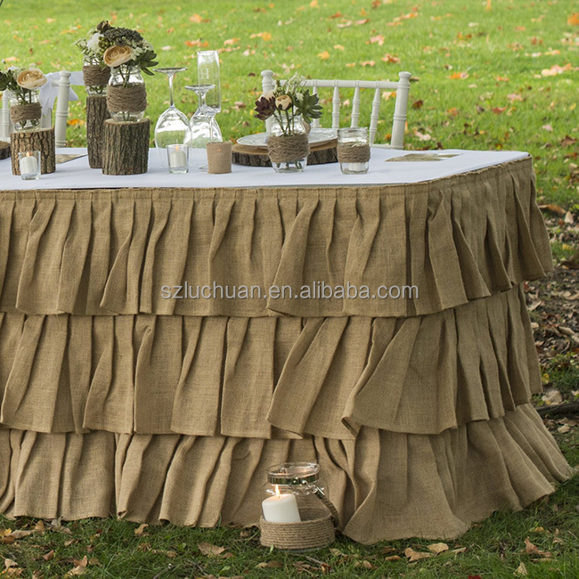 New Rectangle Steps in Table Skirting Wedding Table Skirting Ruffles