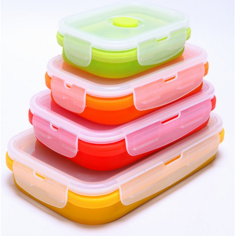 Складной "Ланч-бокс" BPA бесплатно силикона bento box с крышкой контейнер для хранения еды применяется для микроволновой печи