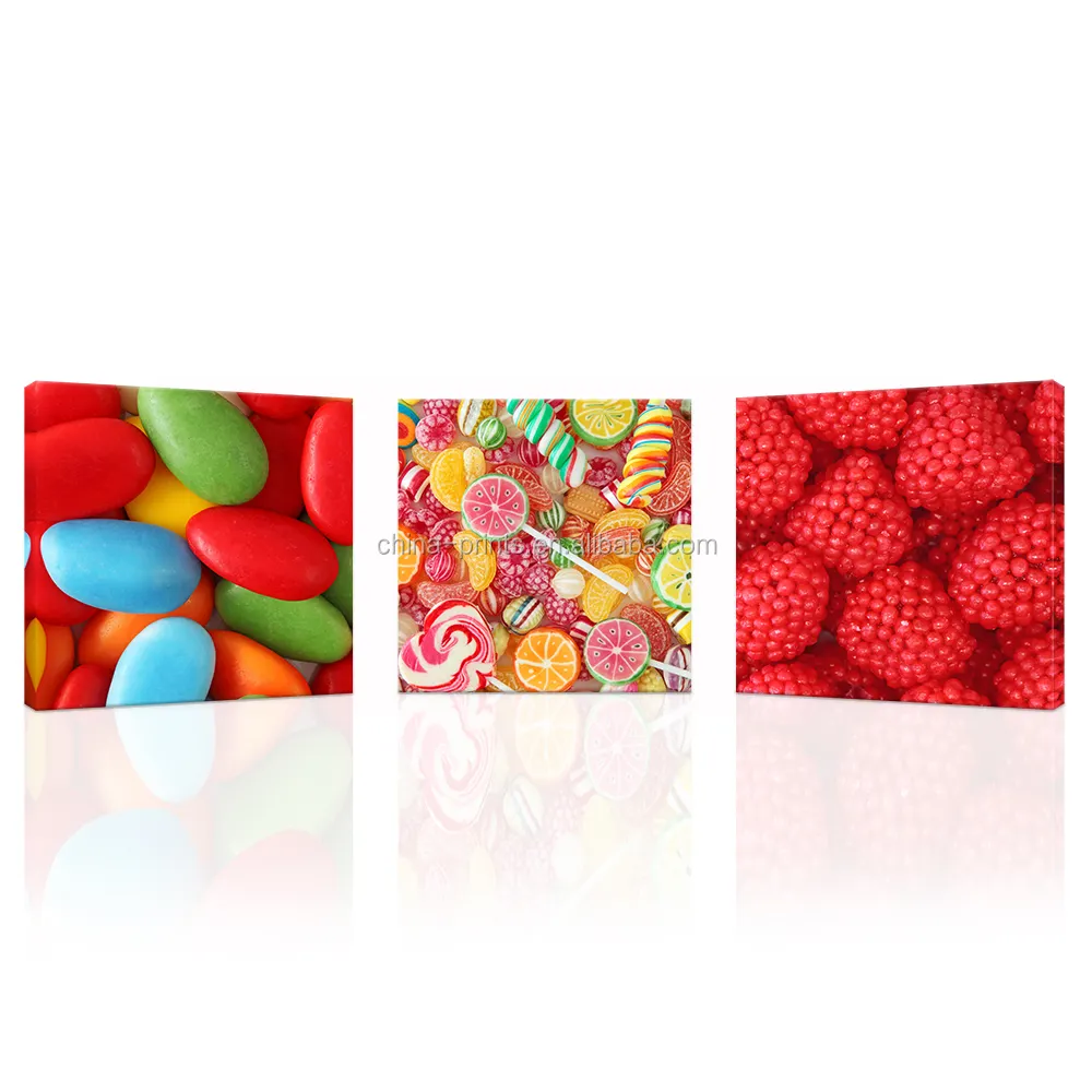 Wall Art 3 Pieces I Love Sweet Candies Canvas Art Print Bon Appetite Wall Picture for Candy Store Children's Room Decoration