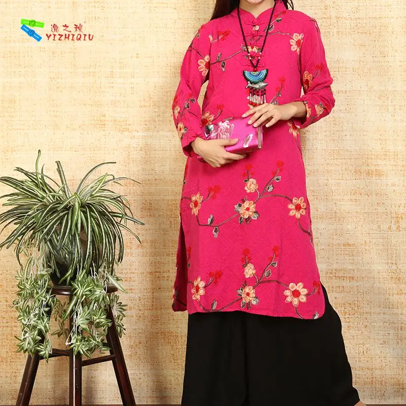 Традиционное китайское платье Чонсам одежда с вышивкой китайское этническое платье в китайском стиле