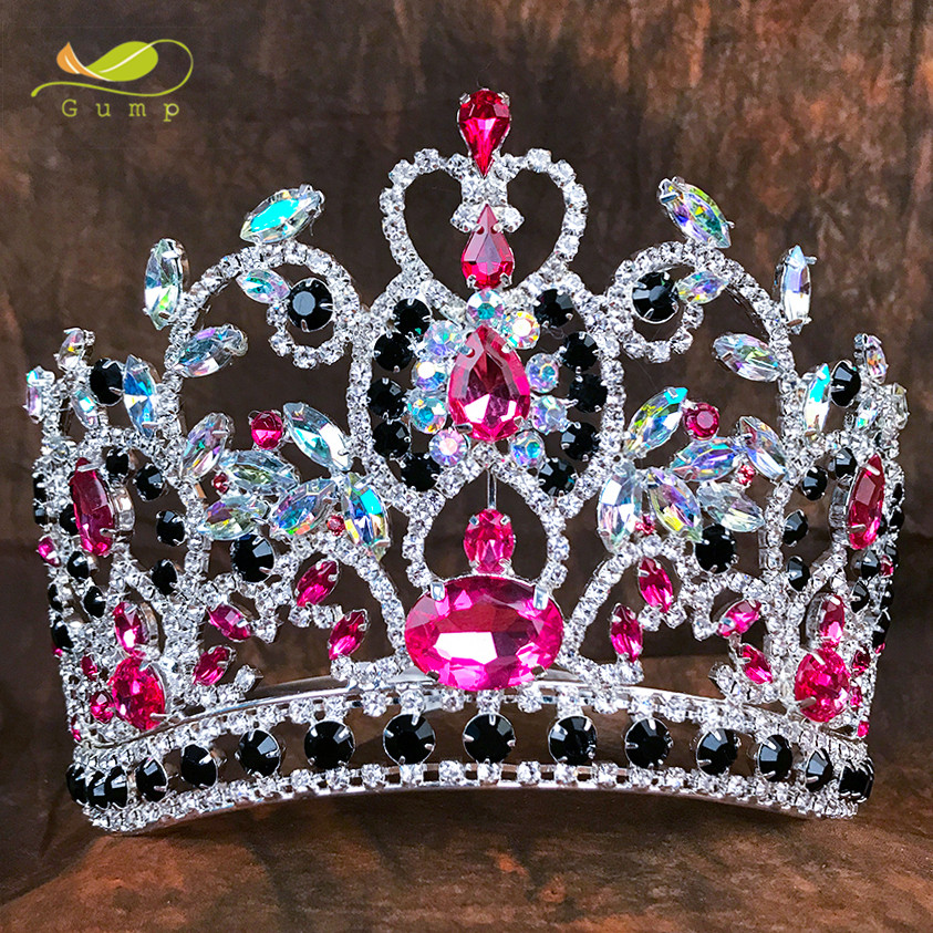 Pageant Индивидуальные Розовый кристалл корона волос диадемы и короны