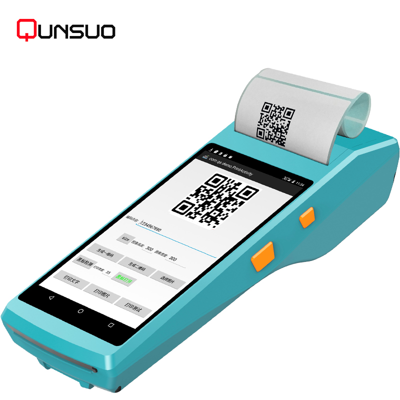 Ручной qr-код сканер можно крепить любые приспособления: pda 5,5 дюймов android OS с термальным принтером