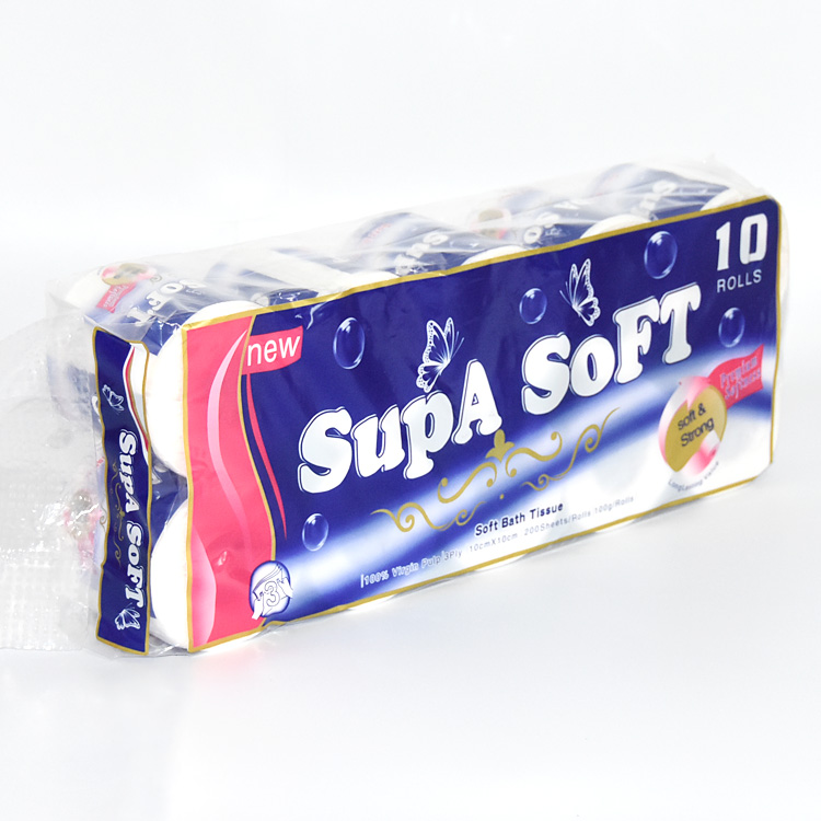 Custom printed plastic packaging bags of bathroom tissue toilet paper