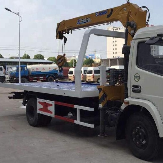 Автомобильный Кран-эвакуатор Dongfeng, новая платформа, эвакуатор с краном 5 т, буксировочный грузовик, монтируемый кран, буксировочный грузовик с платформой