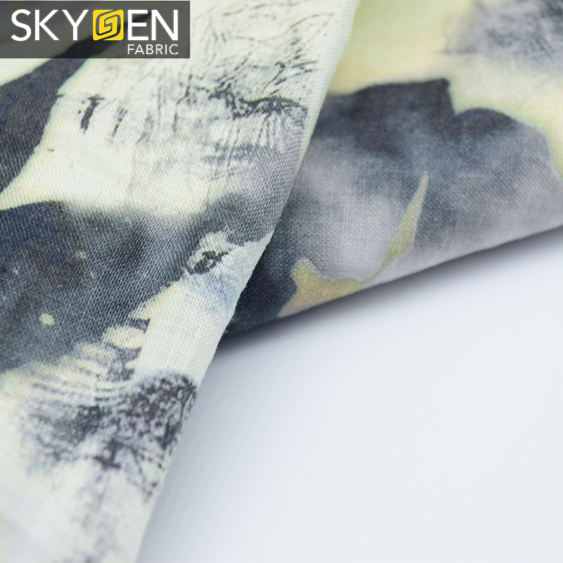Skygen, оптовая продажа, индивидуальная мягкая плетеная рубашка с принтом, 100% чистая ткань из рами для изготовления одежды
