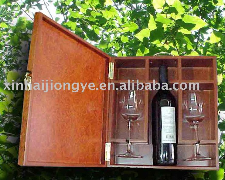 Антикварный деревянный ящик вина для 3 бутылки