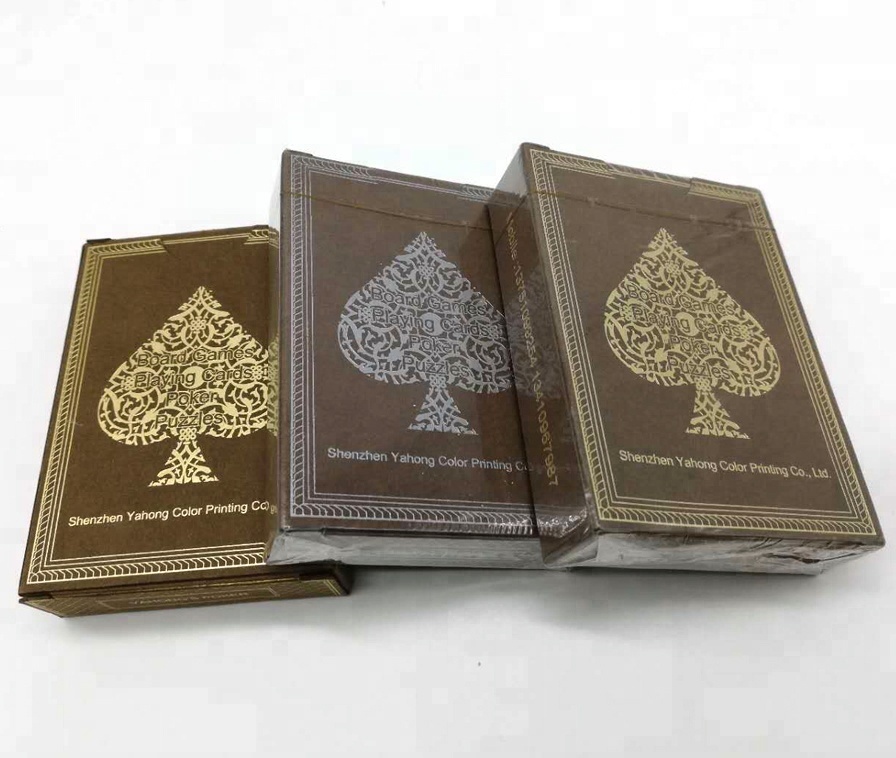 High quality luxury 310 gsm black core casino playing cards gold siver foil poker with cello wrapped