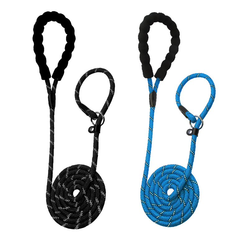 Wholesale supplier 6FT Soft EVA Handle Durable Reflective Nylon Rope slip lead for dogs