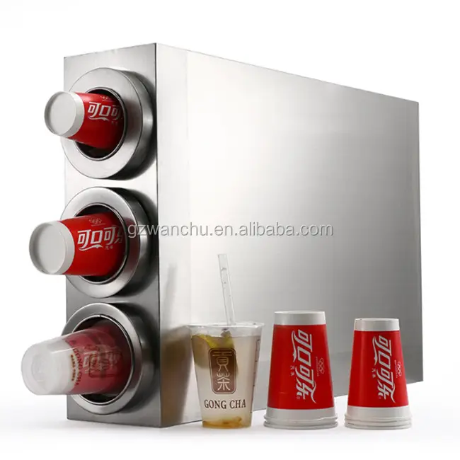 Auto Stainless Steel Cup Dispenser Cabinet Counter/Hotel Best Price 89 to 99mm Big Diameter Coffee Cup Dispenser Wholesale