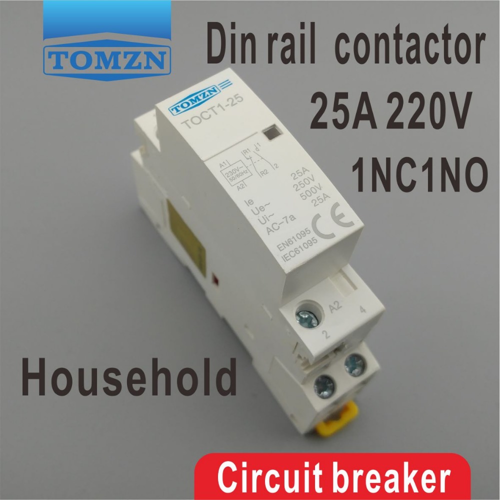 TOCT1 2 P 25A 1NC 1NO 230 В 50/60 Гц din-рейку AC контактор для дома один нормальный открытым и один нормальный закрыть