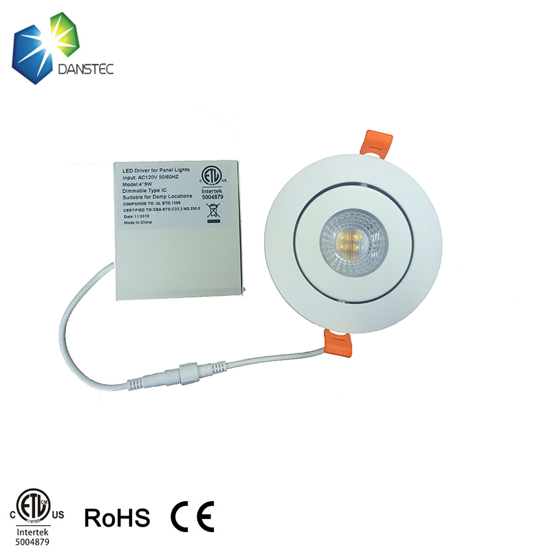DANS Gimbal Downlight IC Rated 4Inch 9W Directional Adjustable Dimmable LED Recessed Light