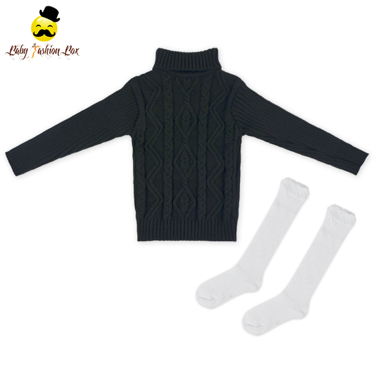 Wholesale baby girl fall winter sweater new design wool high neck baby knitting patterns sweater