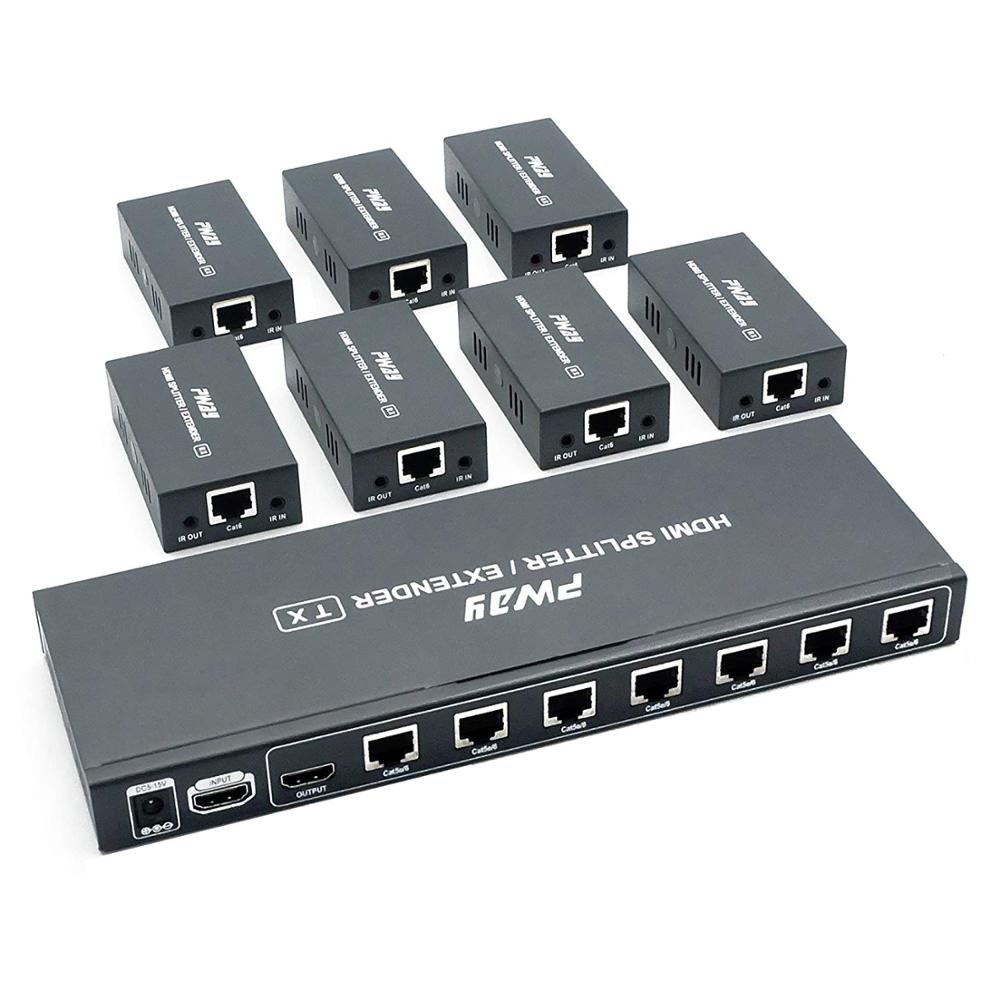 PWAY 1080p 3D 1x7 7 порт 196Ft/60 м по CAT5e/CAT6/CAT7 с HDMI Loopout HDMI удлинитель сплиттер