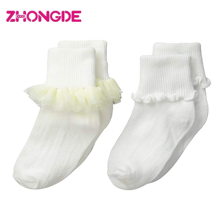 Custom Girls Ruffle Ripple Edge Turn Cuff Socks