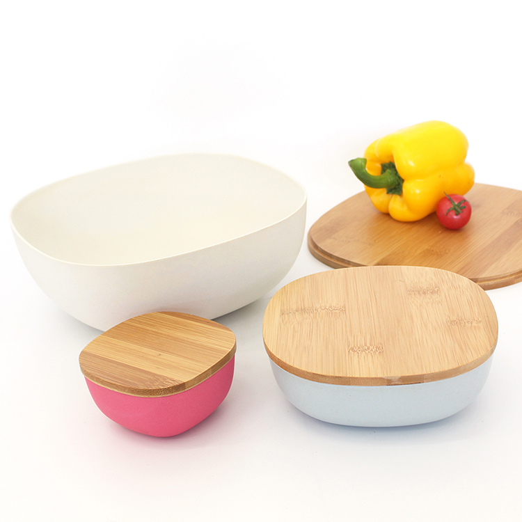 Custom Eco Friendly Bamboo Fiber Kids Plate Salad Bowl Cup Dinnerware Set For Sell