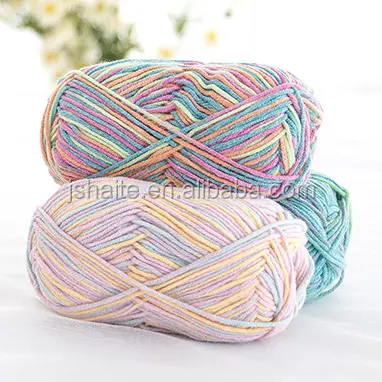 Import wholesale cotton and acrylic blend dk weight hand knitting wool yarn for baby with multi colors