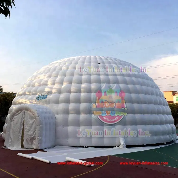 Лучшее качество FR обработанное наружное светодиодное освещение Air Igloo 200 человек Надувные Купола 15 м
