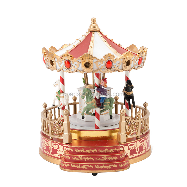 OEM Custom Merry-Go-Round Christmas Birthday Gift Carousel Horse Music Box With Led Light