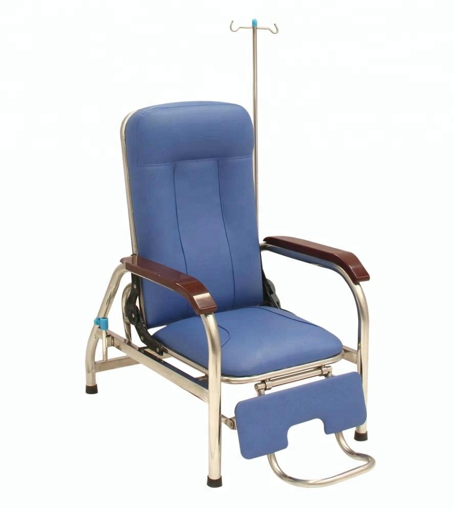 WCM-F-E010 Factory Price Infusion Chair Hospital Use Patient Transfusion Chair Iron Steel Pu Blood Donation Chair with IV Pole