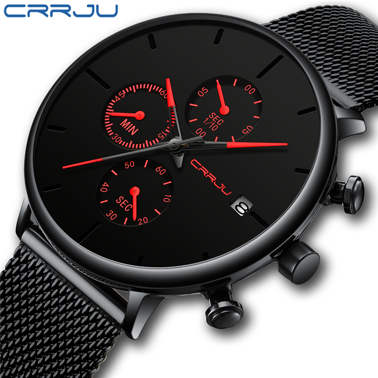 CRRJU 2268 мужские часы Reloj Hombre Топ бренд Роскошные Кварцевые часы с большим циферблатом спортивные водонепроницаемые Relogio Masculino Saat