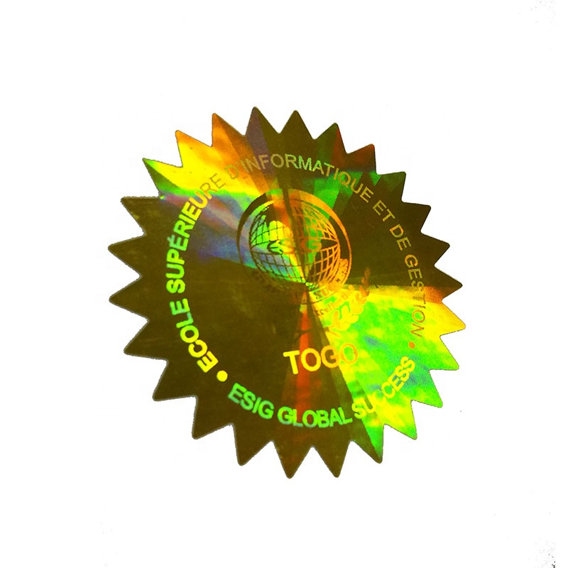 Custom flower shape gold laser hologram security label