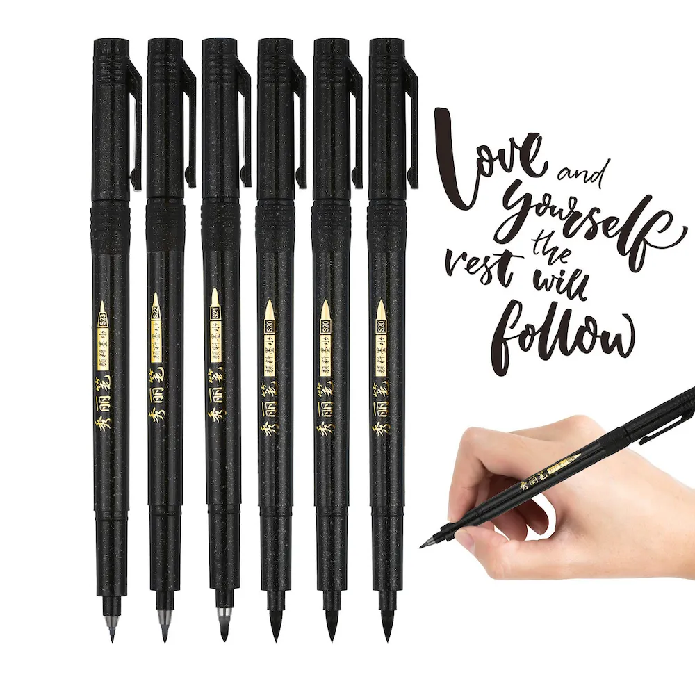 Flexible Soft and Hard Tip Calligraphy Brush Pens