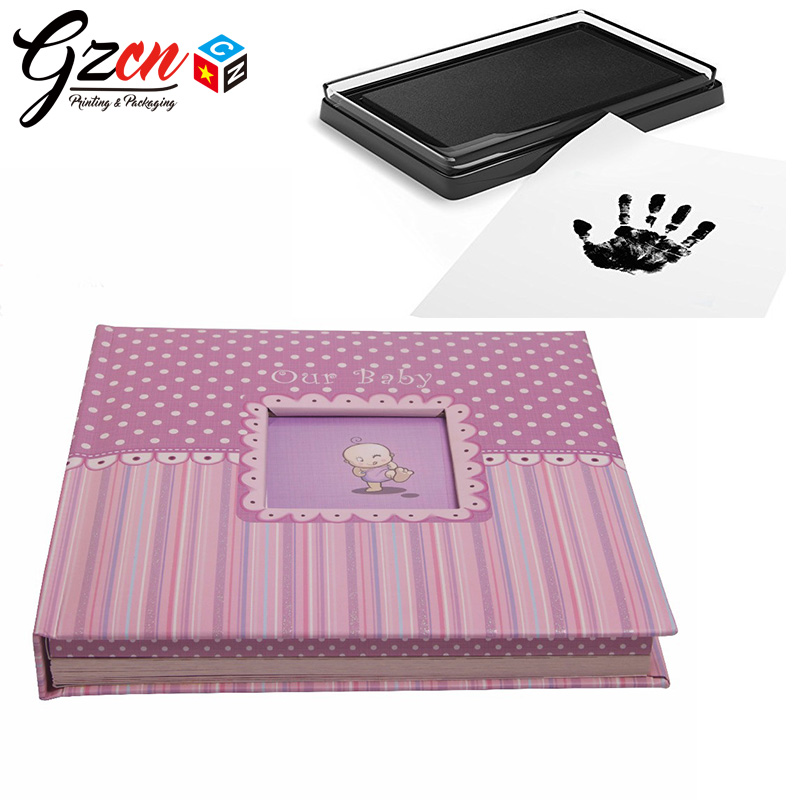 custom printing record first year high quality with envelope baby feet hand ink baby memory book