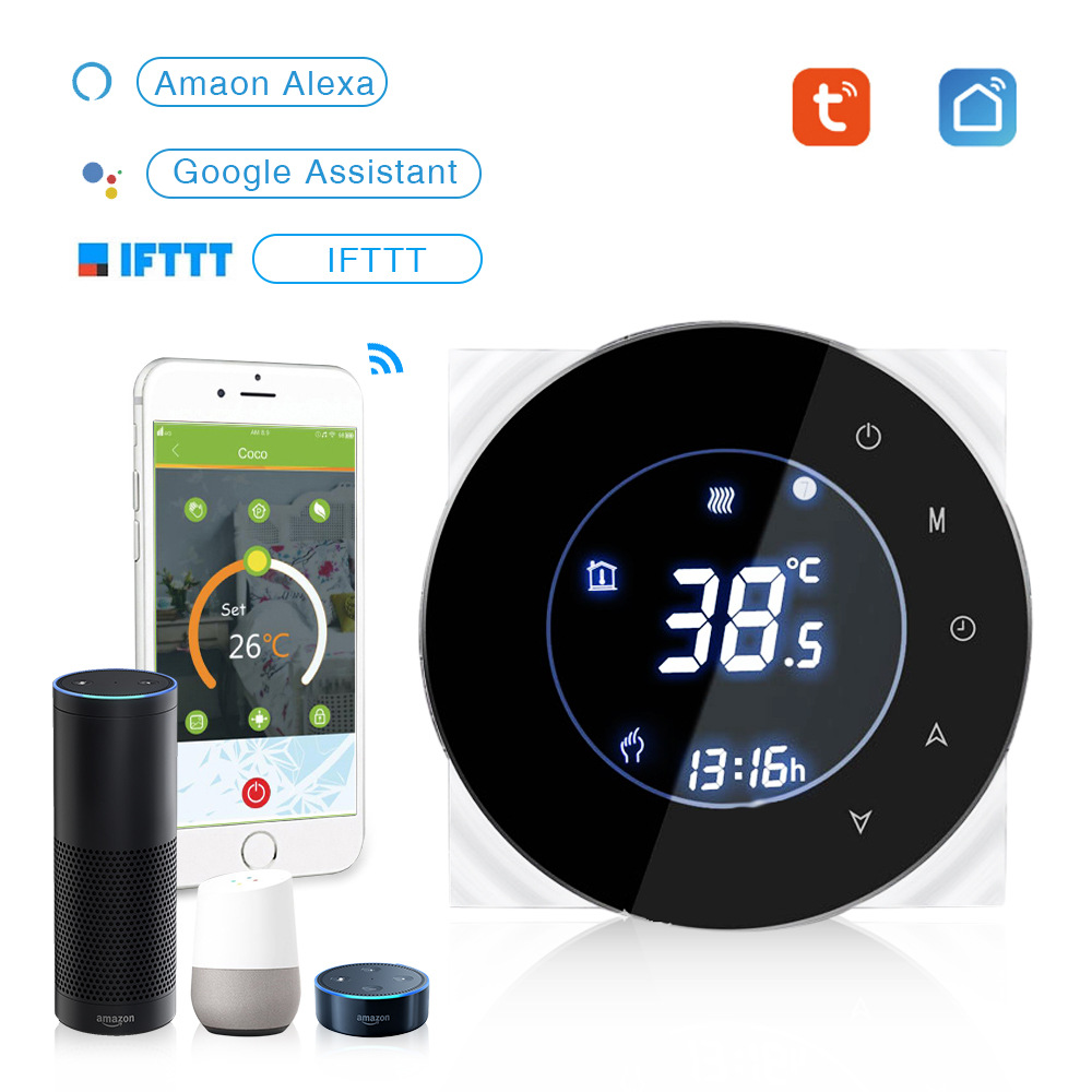 Tuya Smart цифровой программируемый Wi-Fi Смарт регулятор температуры термостата/системы вентиляции и кондиционирования, Wi-Fi, умный FCU комнатный термостат