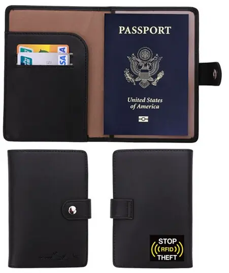Boshiho PU passport cover case travel organizer passport wallet travel holder