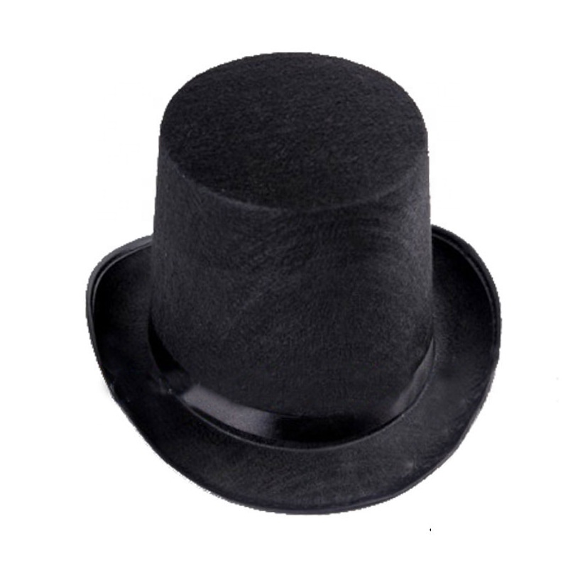 Wholesale fashion black wool felt topper hat customized Adult kid child size wool felt top hat