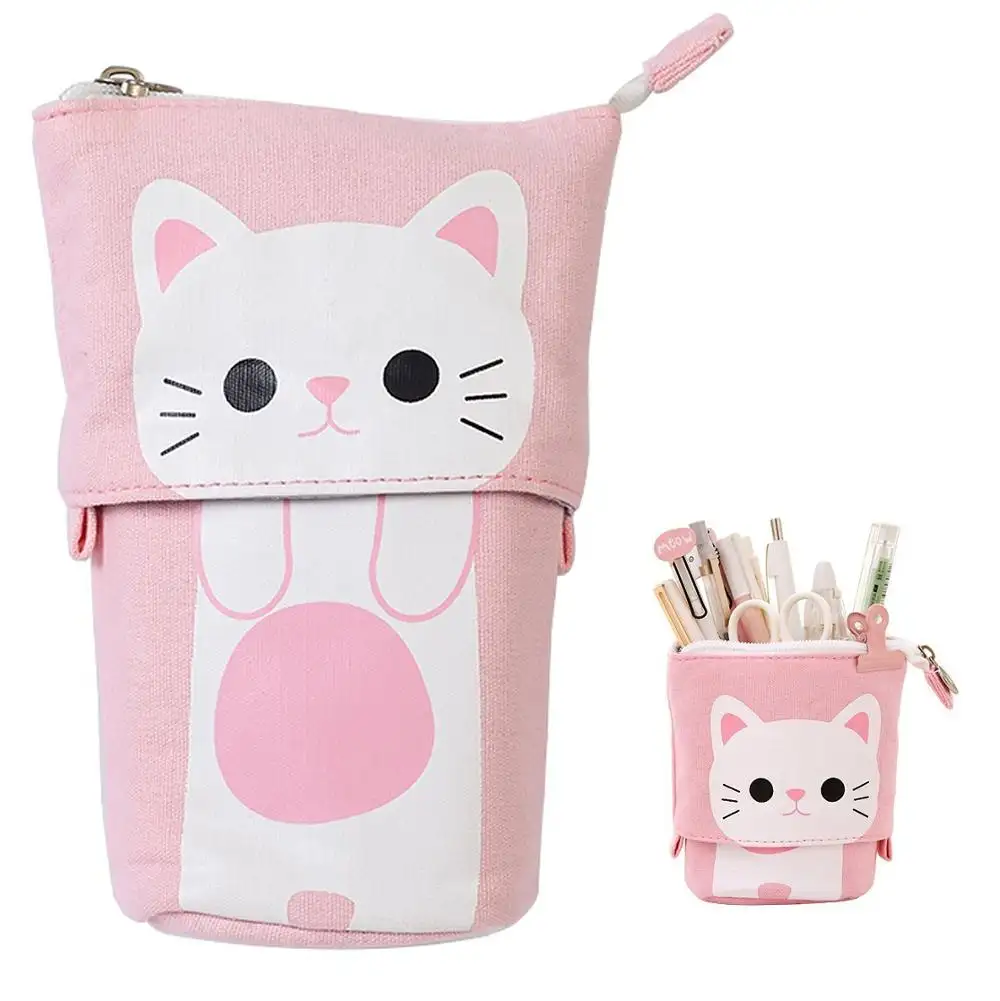Telescopic Wholesale Kids Cartoon Lovely Custom Organizer Box For School Girls Children Kids Pencil Case Pink Bag