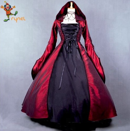 PGWC2409 Gothic Witch Costume Tudor Fancy Dress Medieval Costumes