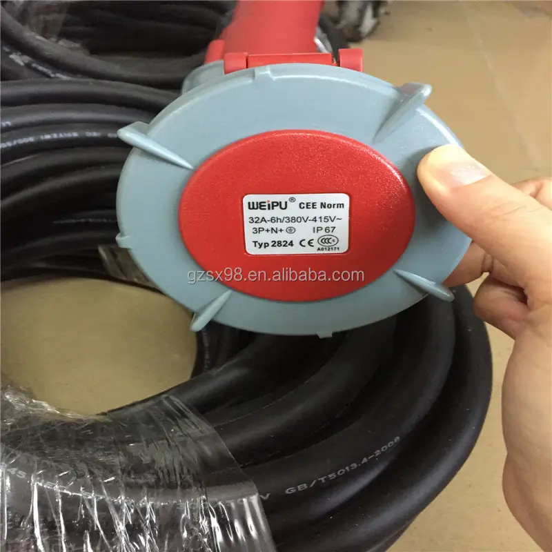 flexible rubber cable with IP67 32A connector