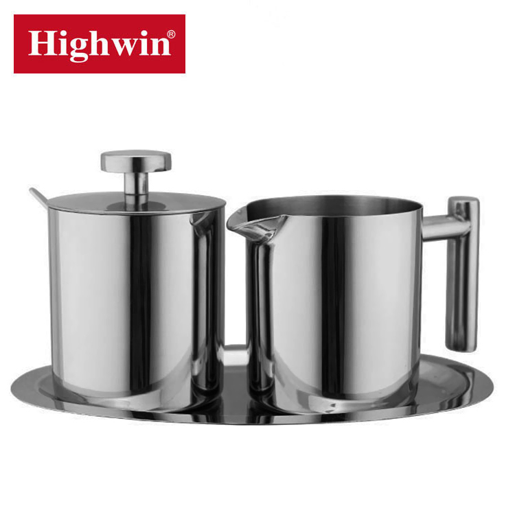 Best quality wholesale stainless steel candy pot set sugar pot milk pot