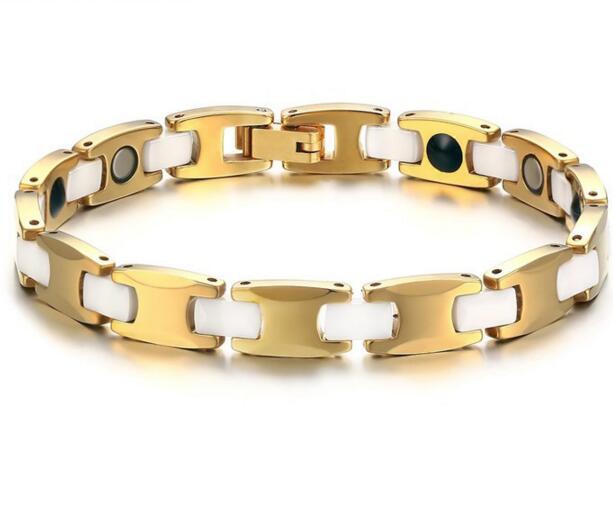 New fashion jewelry trend gold bracelet 8mm men's ceramic tungsten magnetic germanium bracelet