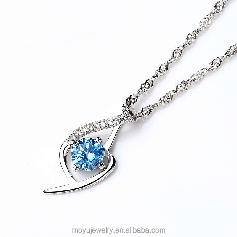 Классический дизайн кубический циркон Серебряная коллекция кулон Aqua Blue/аметист