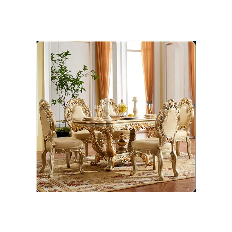 Home used dinner furniture Modern White Table Luxury Dining Room Set