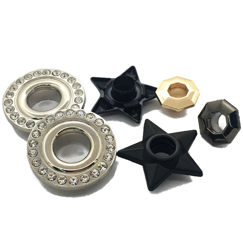 Metallic Round Grommet Enamel Bag Decoration Rivet Fastener Diamond Rhinestones Eyelet For Handbag