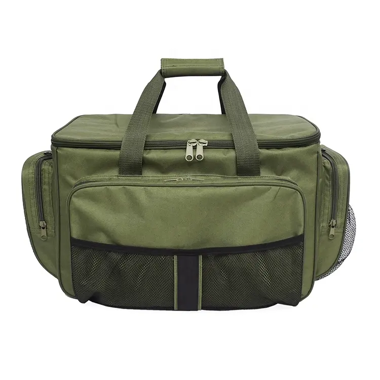 0utdoor Large Green Fishing Tackle Bag Waterproof Travel Shoulder Carry Case