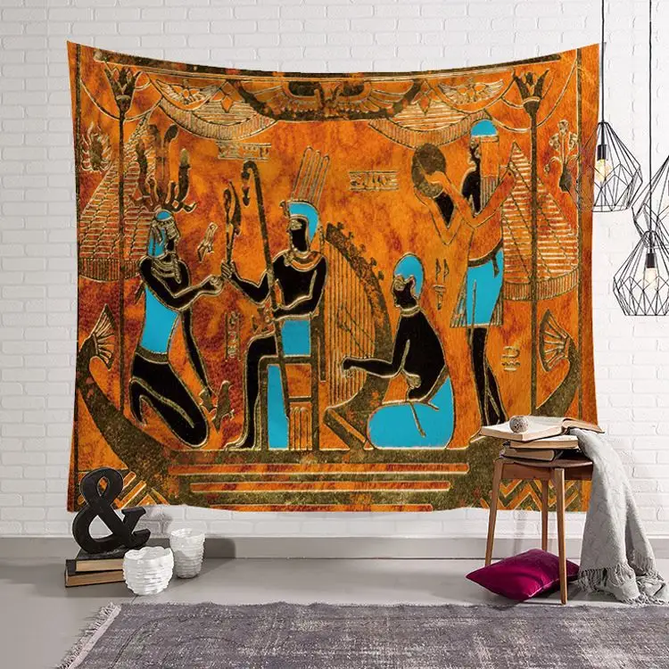 Yellow Ancient Egypt Tapestry Wall Hanging Old Culture Printed Hippie Wall Cloth Home Decor Vintage Tapestry