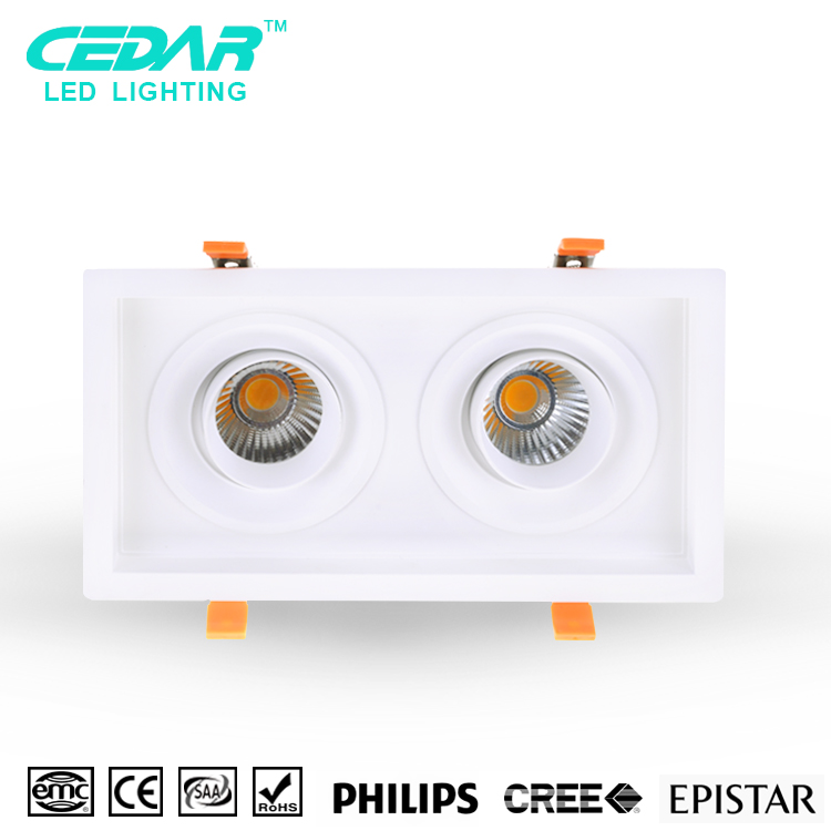 Фабрика 2X15W CE Rohs светодиодная решетчатая лампа 40w 60w светодиодный квадратный светильник