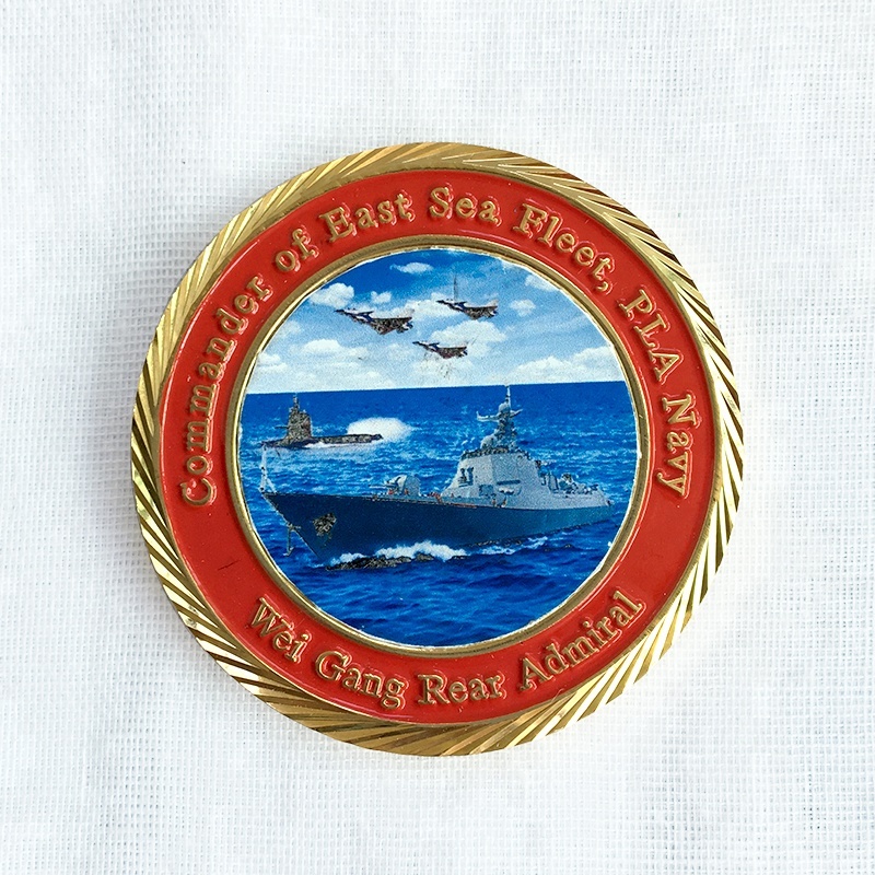 Custom offset printed military coin soft enamel nautical souvenir coin