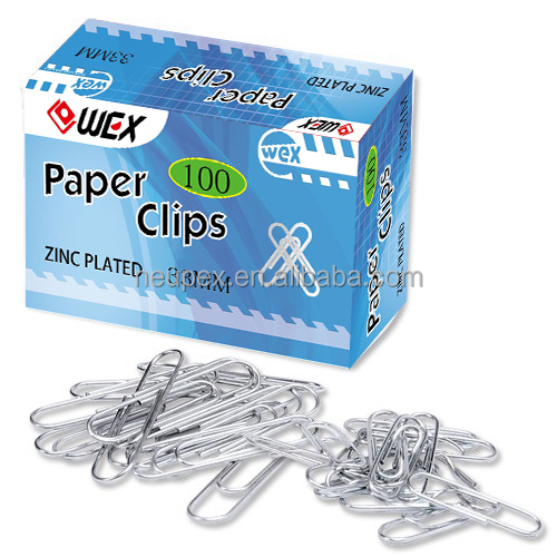 Zinc Plated 33mm Paper Clips 100/PAPER BOX