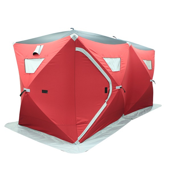 6-Person Ice Shelter Portable Pop-up Ice Fishing Tent Shanty w/Bag and Ice Anchors Red ,Waterproof Oxford Fabric