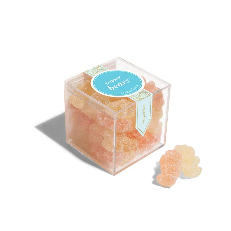 Plastic Cocktail Gummies Candy Cube 2inch Monogram Square Acrylic Favor Box