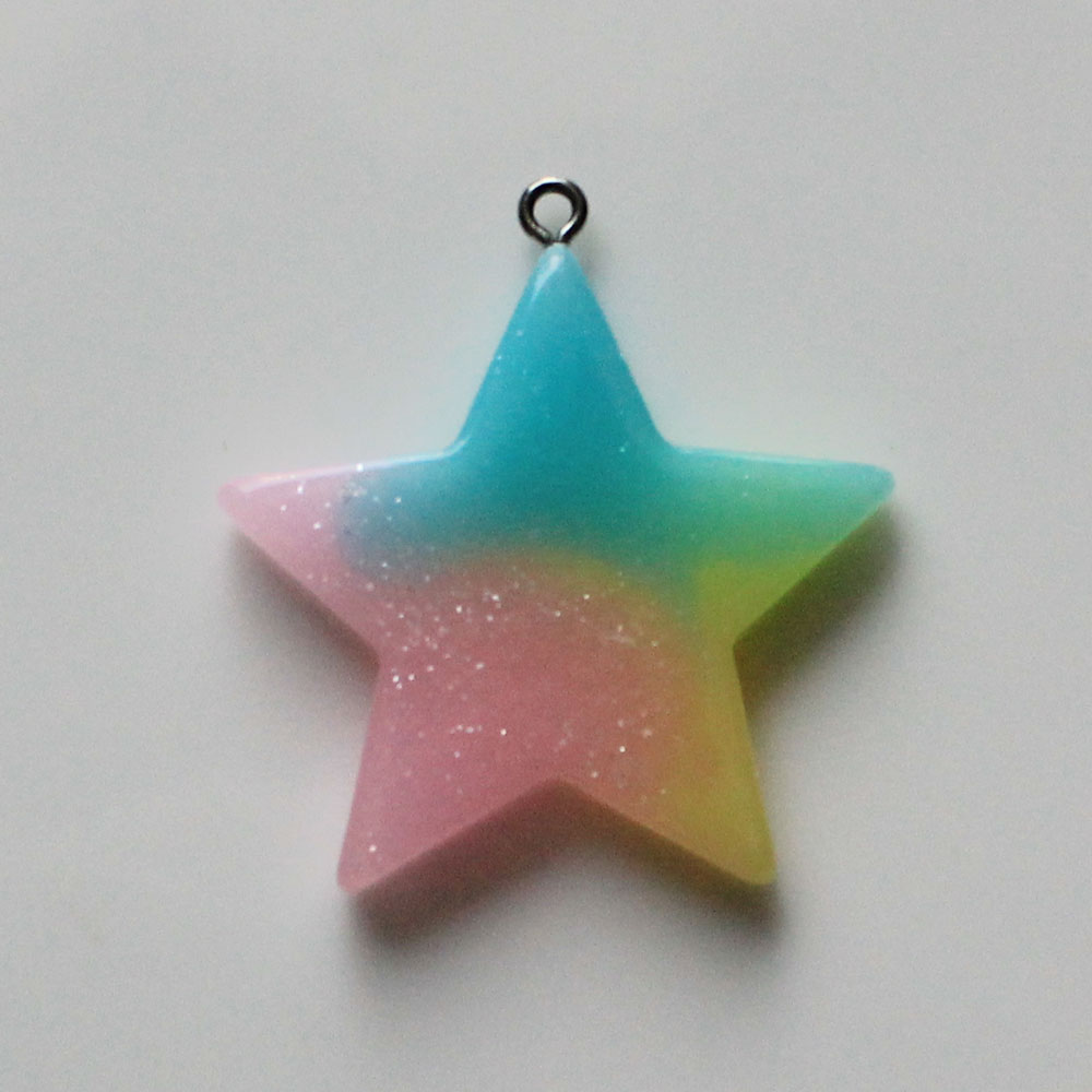 Пастель Star Кабошоны-38 мм Пастель Shimmer Rainbow Star Смола плоской задней кабошоны